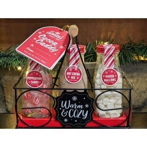 Cocoa Caddy Gift Set Hot Cocoa Peppermint Candy Marshmallows Chocolate Basket